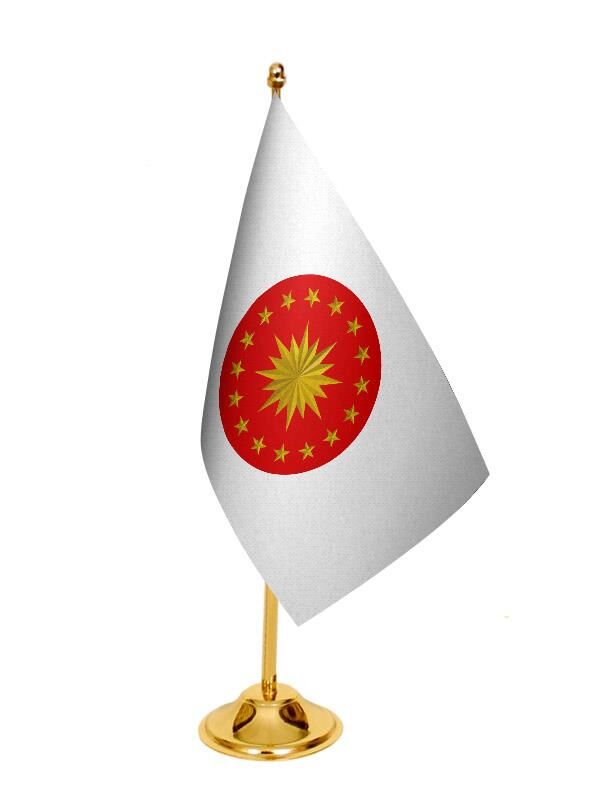 Masa Üstü Cumhurbaşkanlığı Bayrağı + Pirinç Direk Masa Bayrak Seti