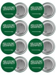 Suudi Arabistan Bayrağı Çanta Rozeti Seti 8 Adet En Büyük Boy 5.8cm İğneli Broş