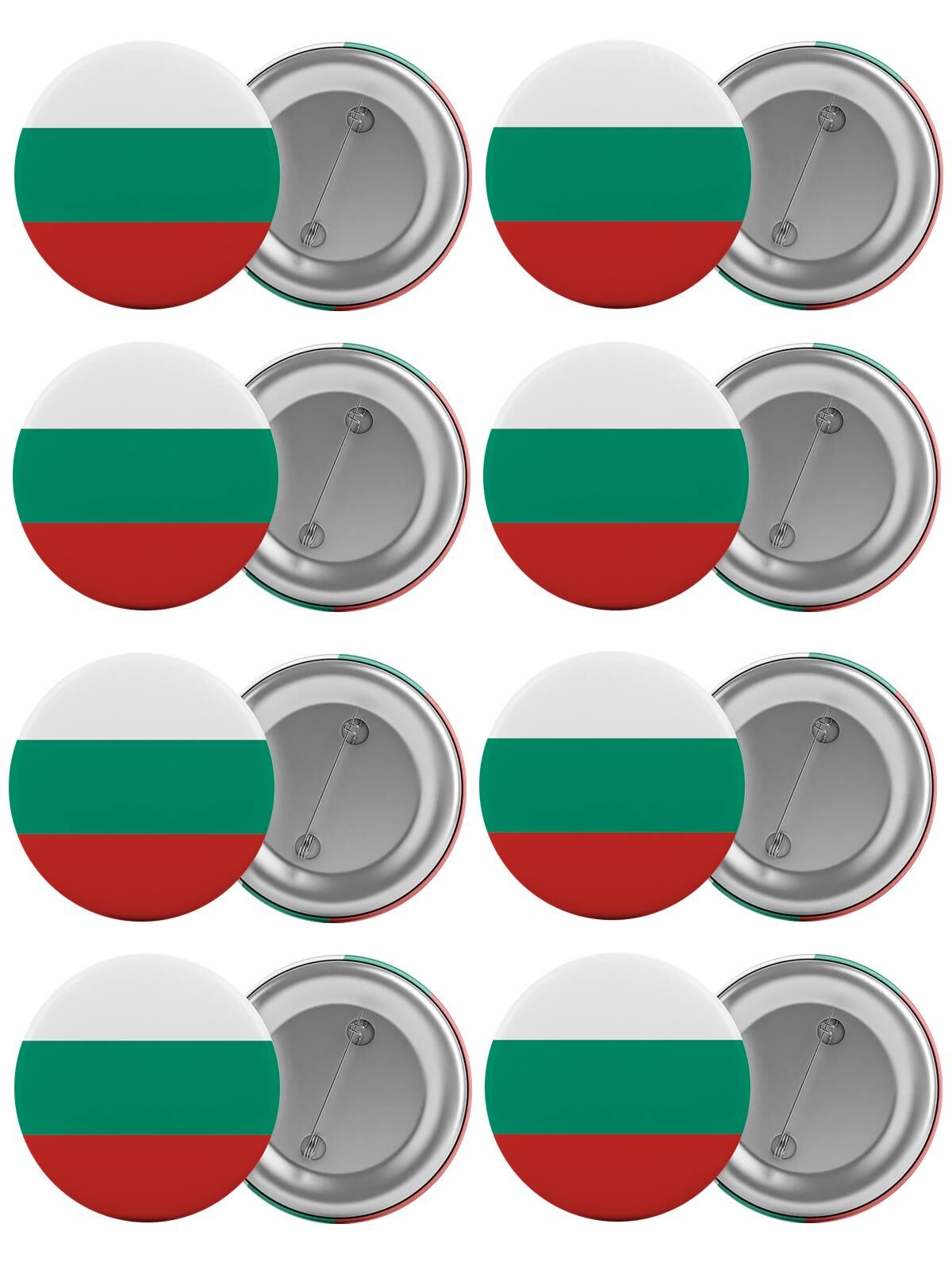 Bulgaristan Bayrağı Çanta Rozeti Seti 8 Adet En Büyük Boy 5.8cm İğneli Broş