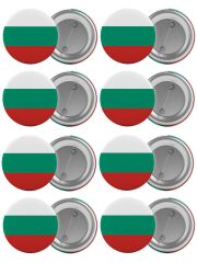 Bulgaristan Bayrağı Çanta Rozeti Seti 8 Adet En Büyük Boy 5.8cm İğneli Broş
