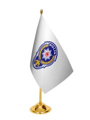 Masa Üstü Polis Logosu Bayrağı + Pirinç Direk Masa Bayrak Seti
