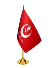 Masa Üstü Büyük Birlik Partisi Bayrağı + Pirinç Direk Masa Bayrak Seti