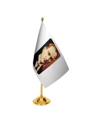 Masa Üstü Atatürk Bayrağı + Pirinç Direk Masa Bayrak Seti