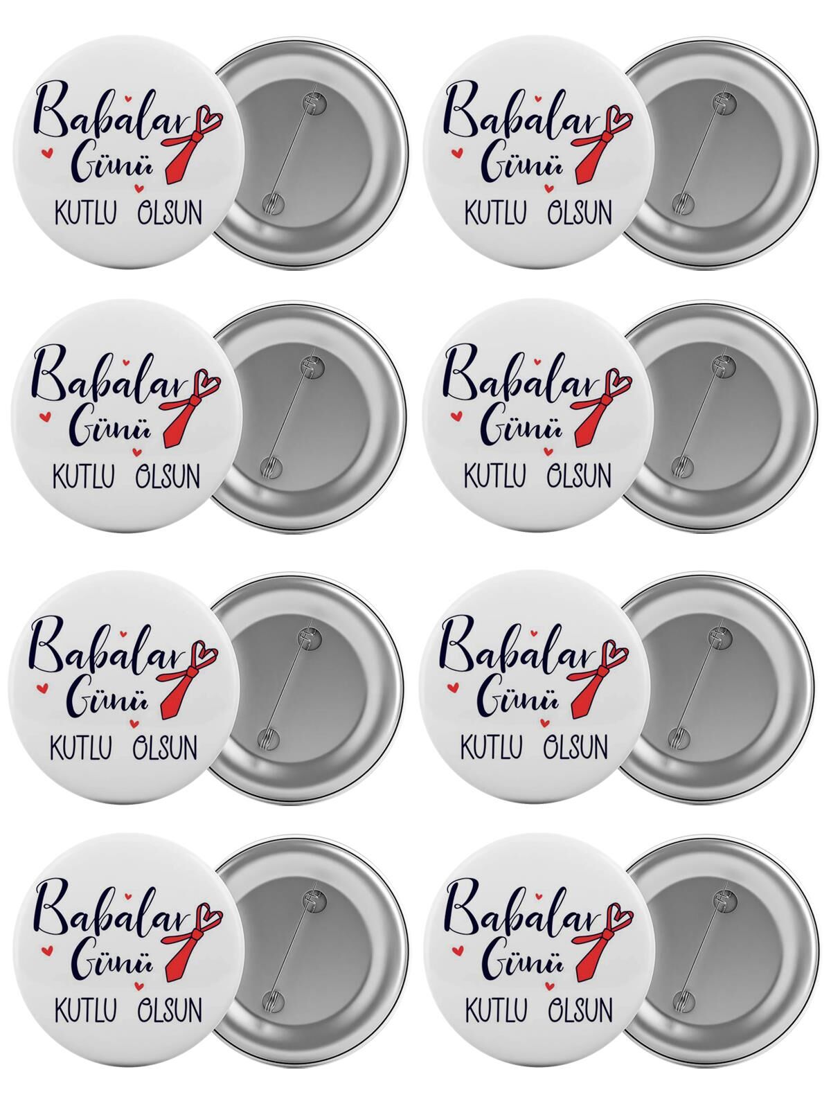 Babalar Günü Çanta Rozeti Seti 8 Adet En Büyük Boy 5.8cm İğneli Broş