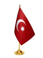 Masa Üstü Osmanlı Devleti Bayrağı + Pirinç Direk Masa Bayrak Seti