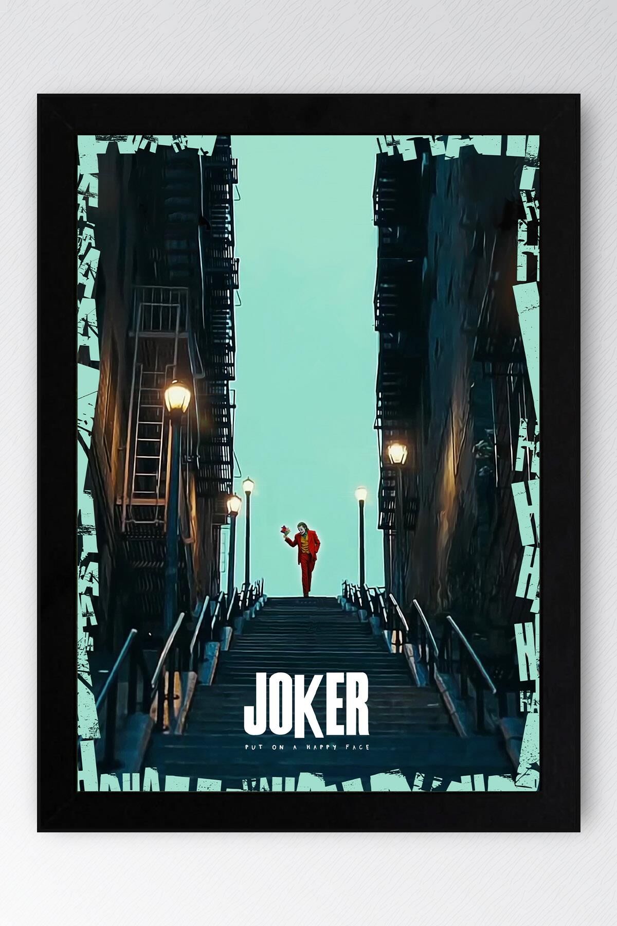 Joker Çerçeveli Tablo - Film Posteri Tablo 30x42 - Siyah