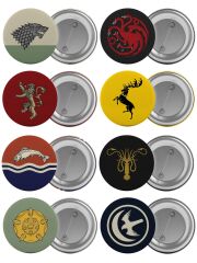 Game Of Thrones Hanedanlar Çanta Rozeti Seti 8 Adet En Büyük Boy 5.8cm İğneli Broş