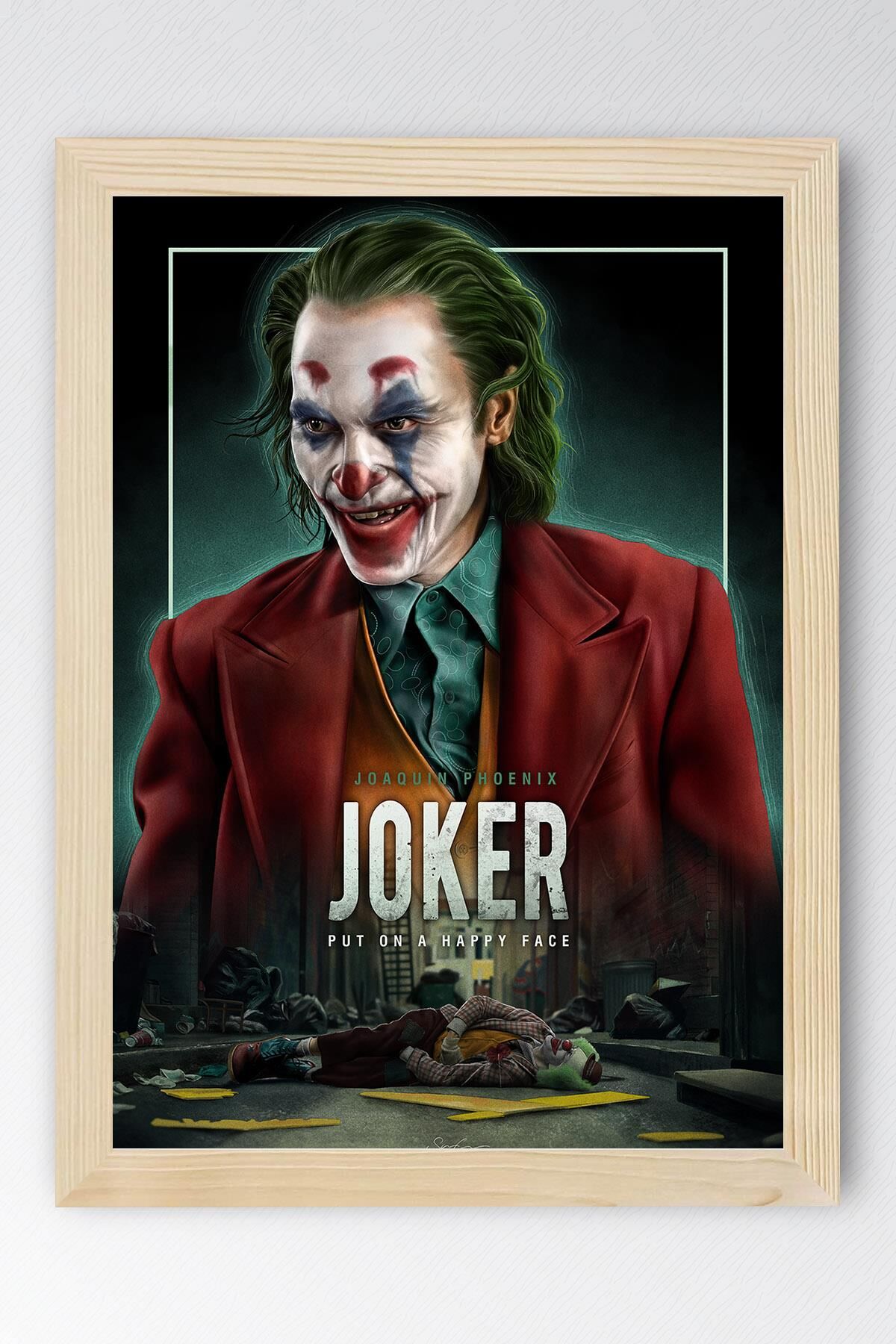 Joker Çerçeveli Tablo - Film Posteri Tablo 15x21 - Kayın