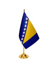 Masa Üstü Bosna Hersek Bayrağı + Pirinç Direk Masa Bayrak Seti