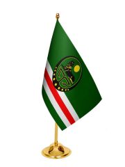 Masa Üstü Çeçenistan İçkerya Bayrağı + Pirinç Direk Masa Bayrak Seti