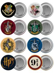 Harry Potter Logoları Çanta Rozeti Seti 8 Adet En Büyük Boy 5.8cm İğneli Broş