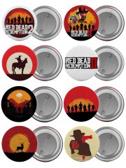 Red Dead Çanta Rozeti Seti 8 Adet En Büyük Boy 5.8cm İğneli Broş