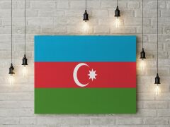 Azerbaycan Bayrağı Kanvas Tablo 40x55cm Dekoratif Tablo