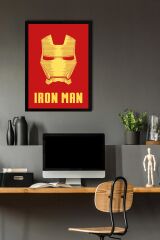 Iron Man Logo Çerçeveli Tablo - Demir Adam Marvel Film Posteri Tablo 21x30 - Siyah