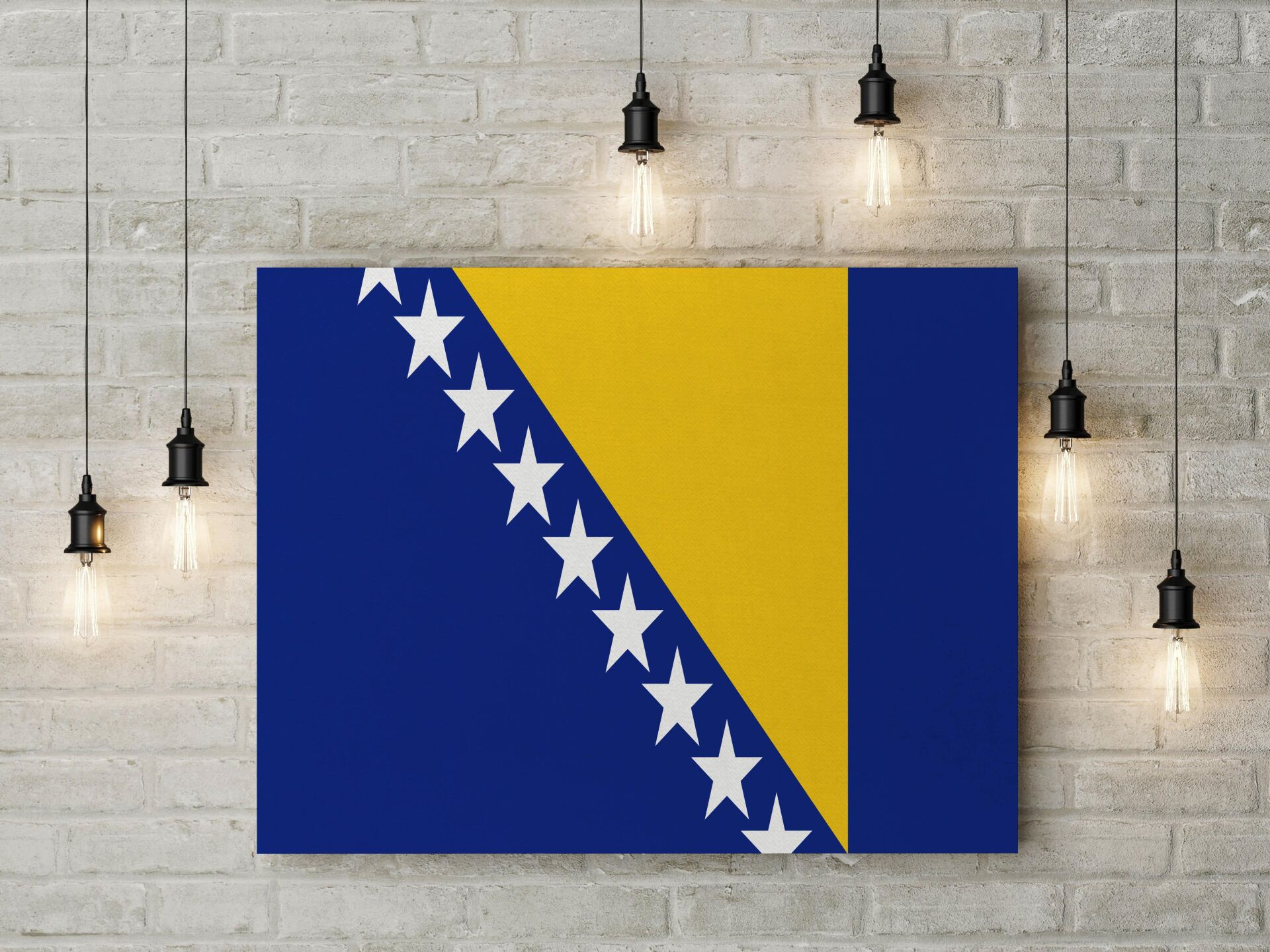 Bosna Hersek Bayrağı Kanvas Tablo 40x55cm Dekoratif Tablo