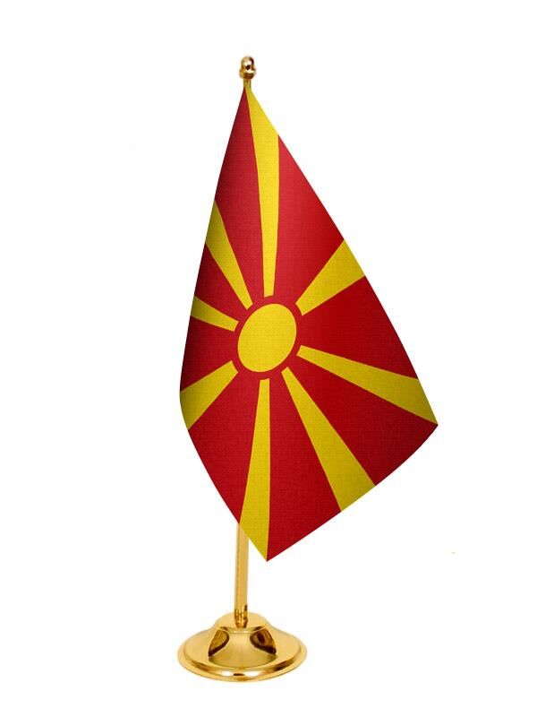 Masa Üstü Makedonya Bayrağı + Pirinç Direk Masa Bayrak Seti