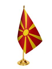Masa Üstü Makedonya Bayrağı + Pirinç Direk Masa Bayrak Seti