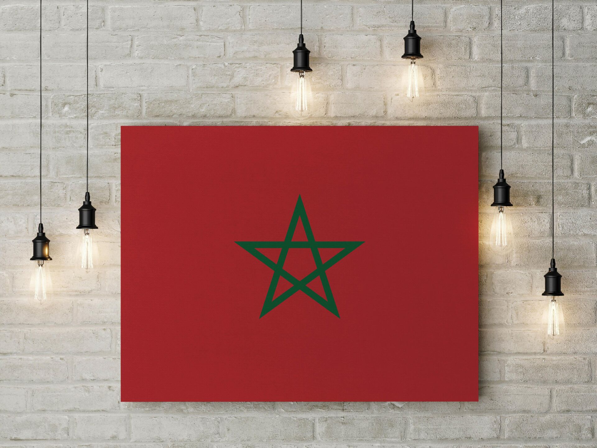 Fas Bayrağı Kanvas Tablo 40x55cm Dekoratif Tablo