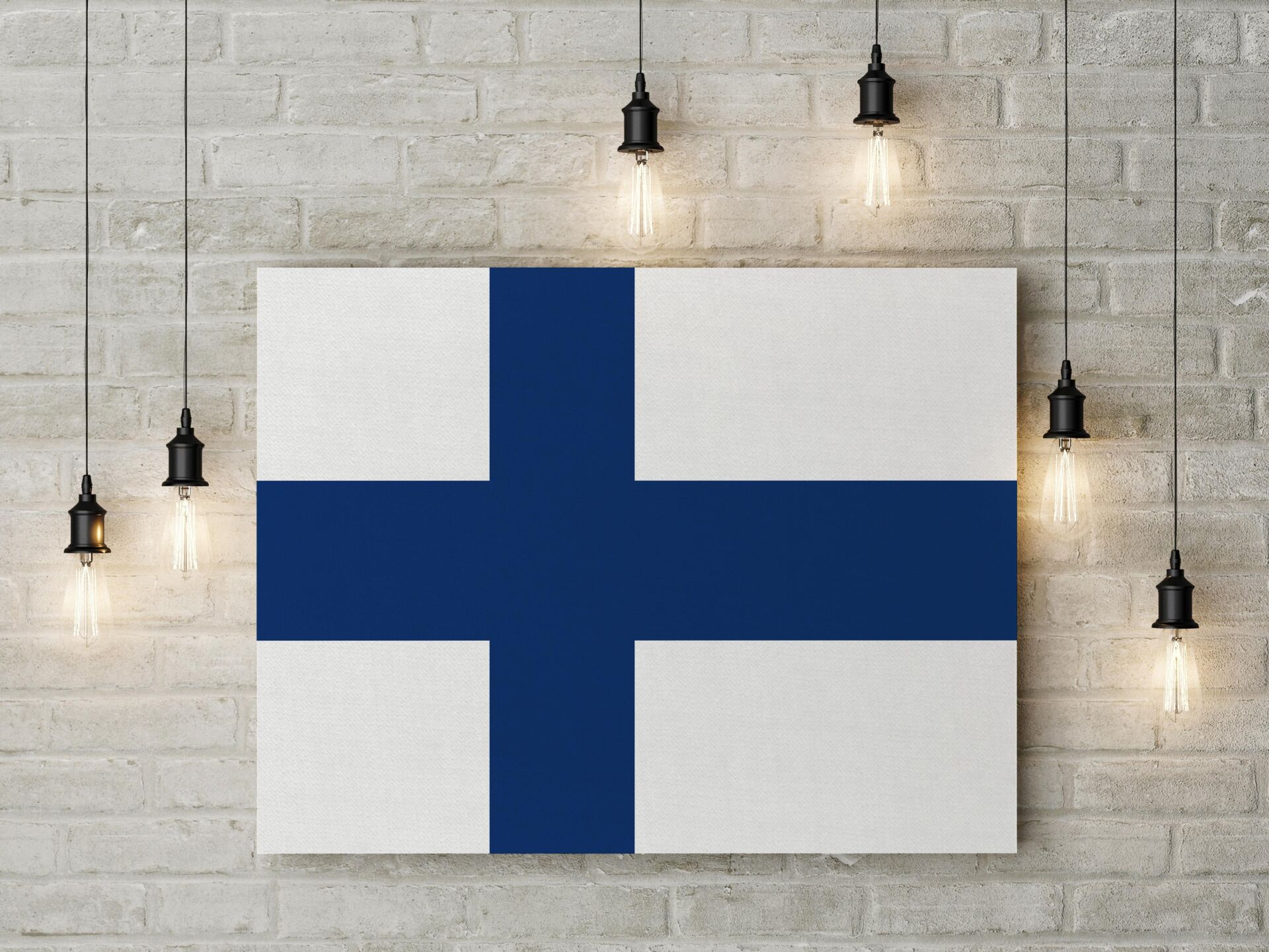 Finlandiya Bayrağı Kanvas Tablo 40x55cm Dekoratif Tablo