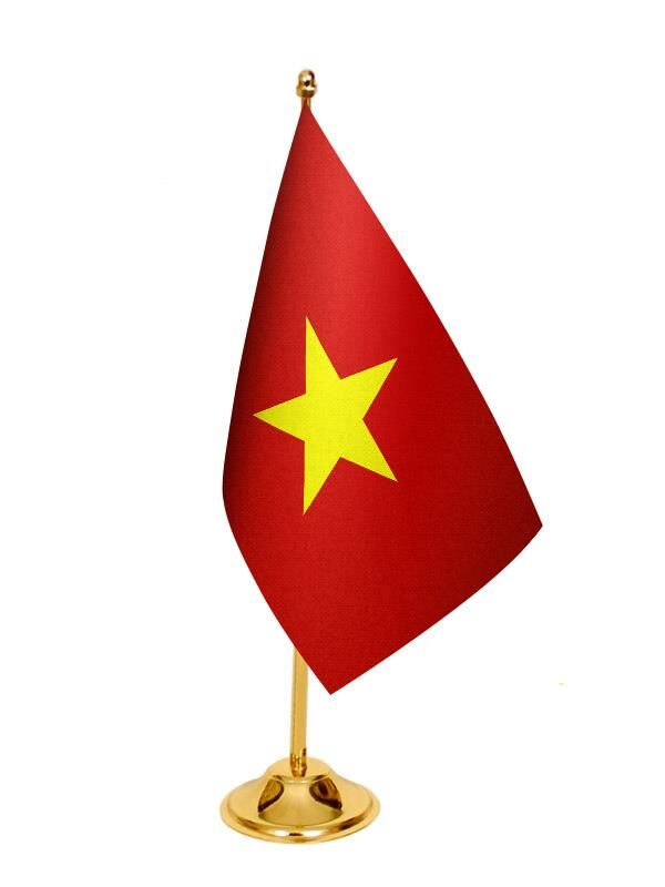 Masa Üstü Vietnam Bayrağı + Pirinç Direk Masa Bayrak Seti
