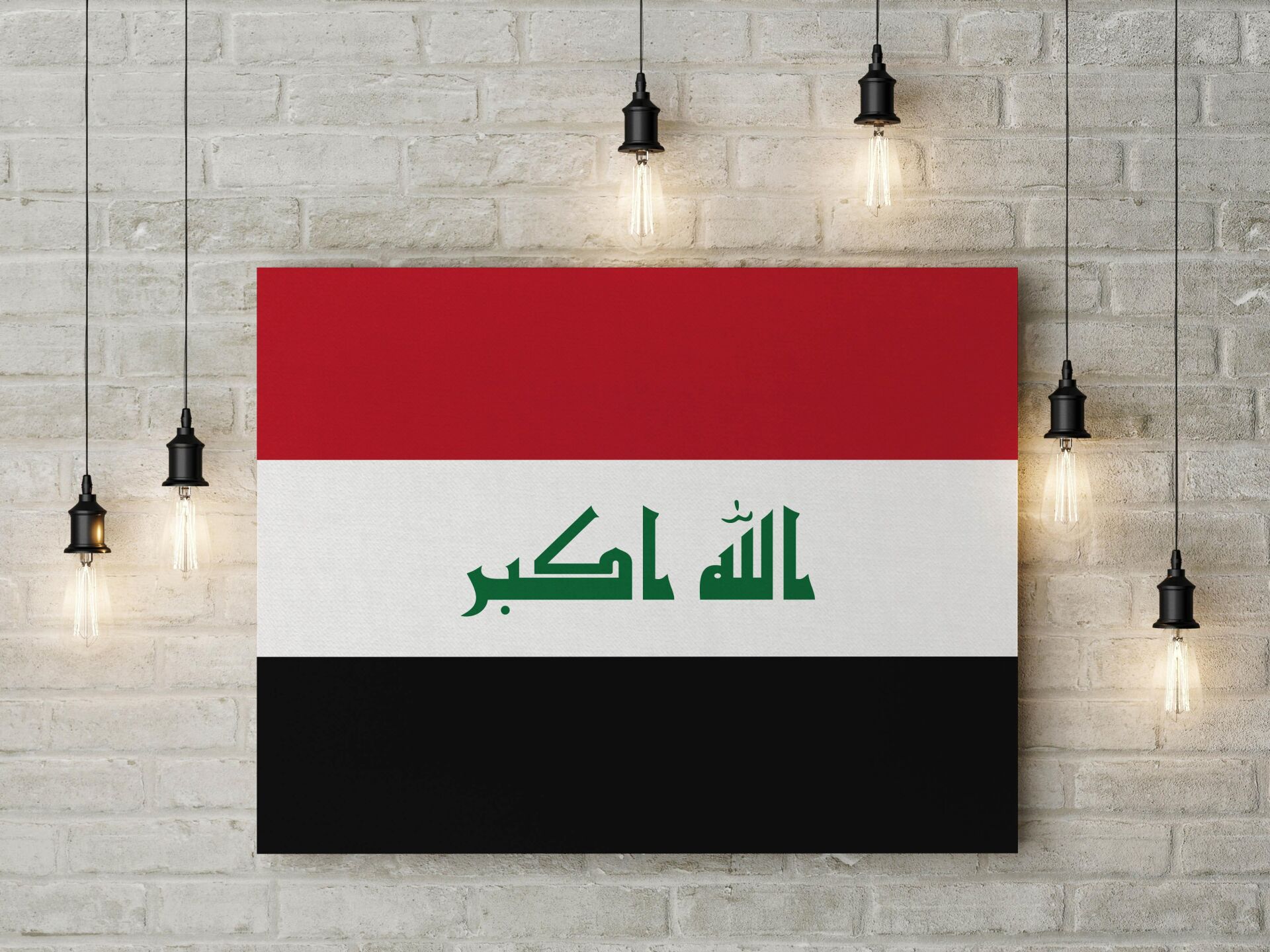 Irak Bayrağı Kanvas Tablo 40x55cm Dekoratif Tablo