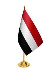 Masa Üstü Yemen Bayrağı + Pirinç Direk Masa Bayrak Seti