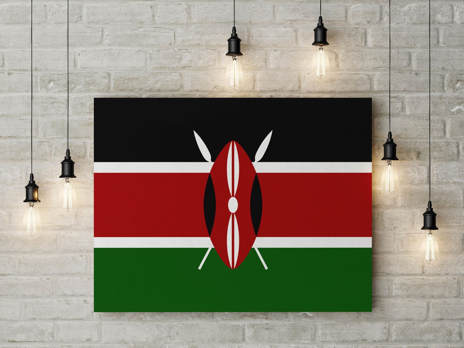 Kenya Bayrağı Kanvas Tablo 40x55cm Dekoratif Tablo