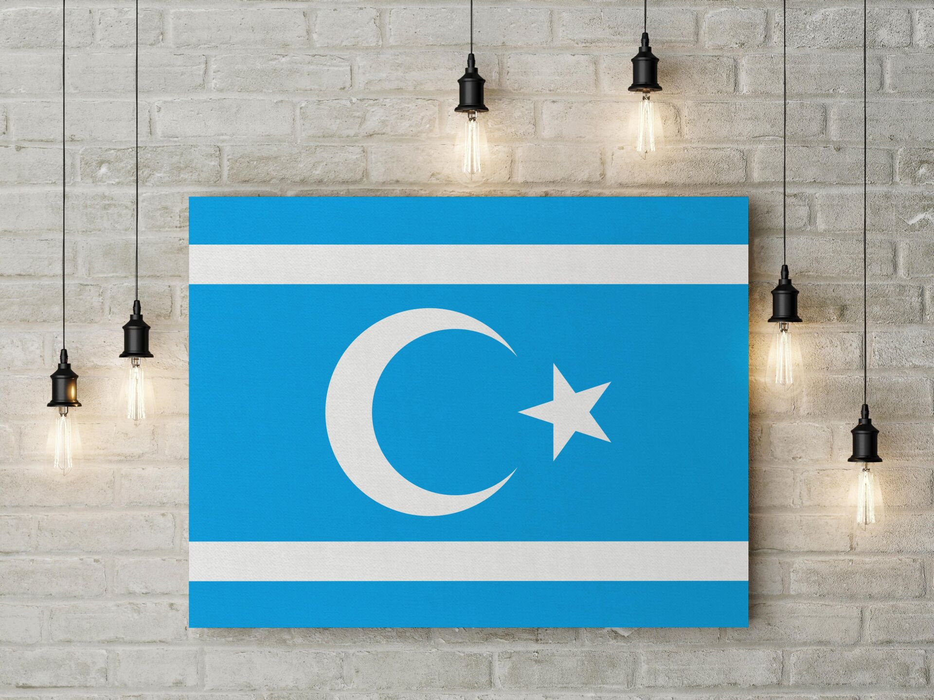 Kerkük Türkmeneli Bayrağı Kanvas Tablo 40x55cm Irak Türkmenleri Bayrağı Dekoratif Tablo