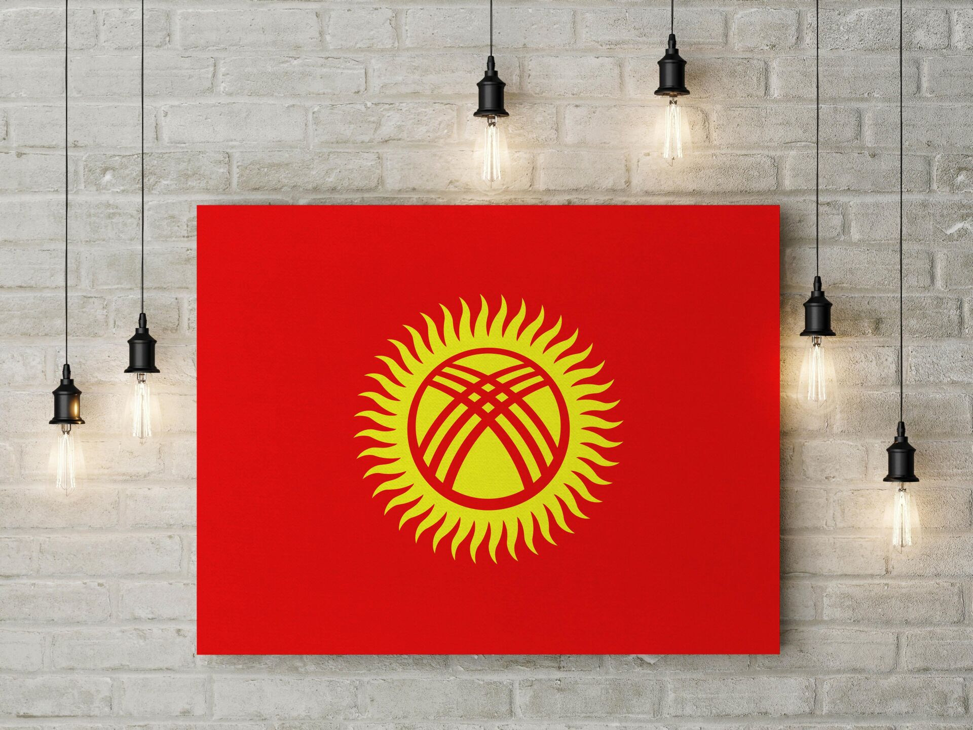 Kırgızistan Bayrağı Kanvas Tablo 40x55cm Dekoratif Tablo