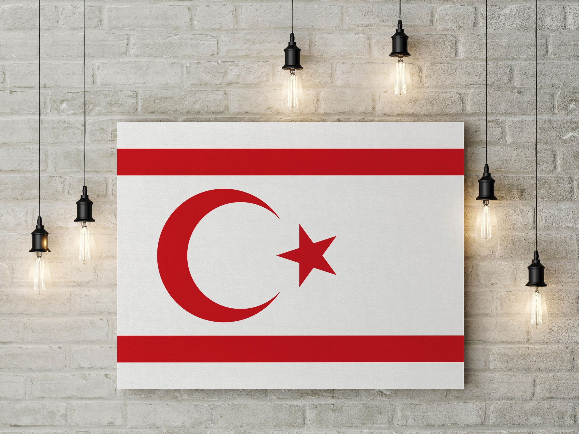 KKTC Bayrağı Kanvas Tablo 40x55cm Kuzey Kıbrıs Türk Bayrağı Dekoratif Tablo