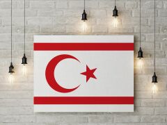 KKTC Bayrağı Kanvas Tablo 40x55cm Kuzey Kıbrıs Türk Bayrağı Dekoratif Tablo