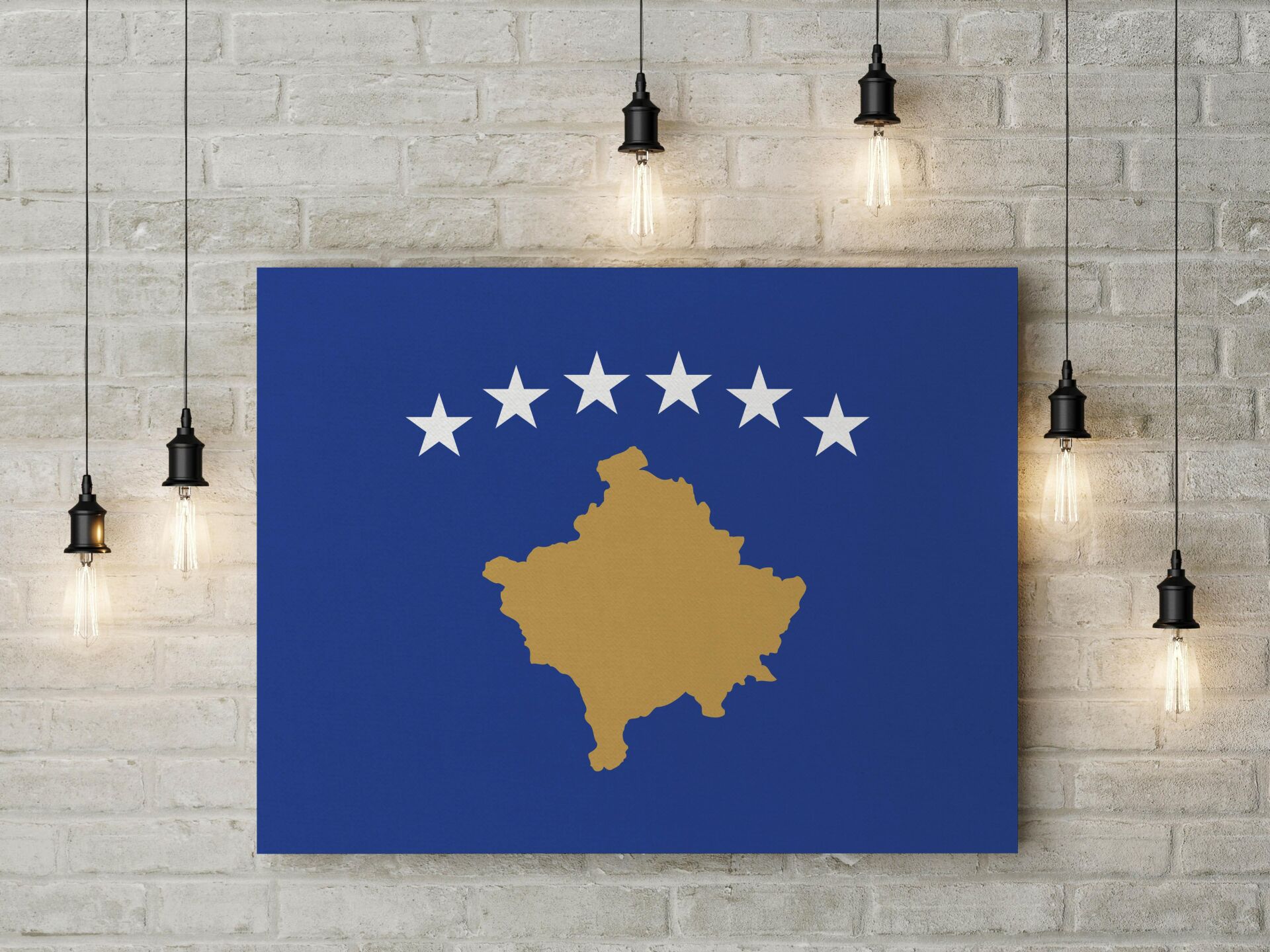 Kosova Bayrağı Kanvas Tablo 40x55cm Dekoratif Tablo