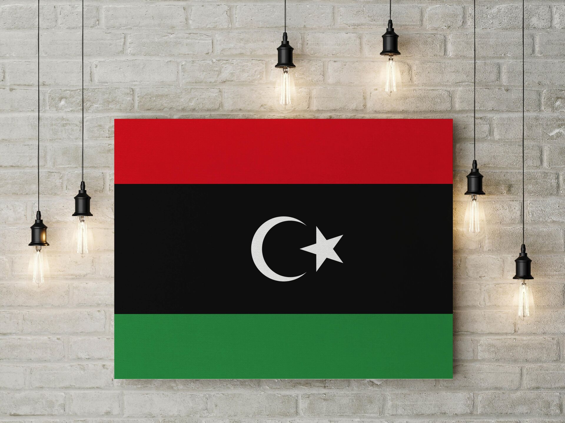 Libya Bayrağı Kanvas Tablo 40x55cm Dekoratif Tablo