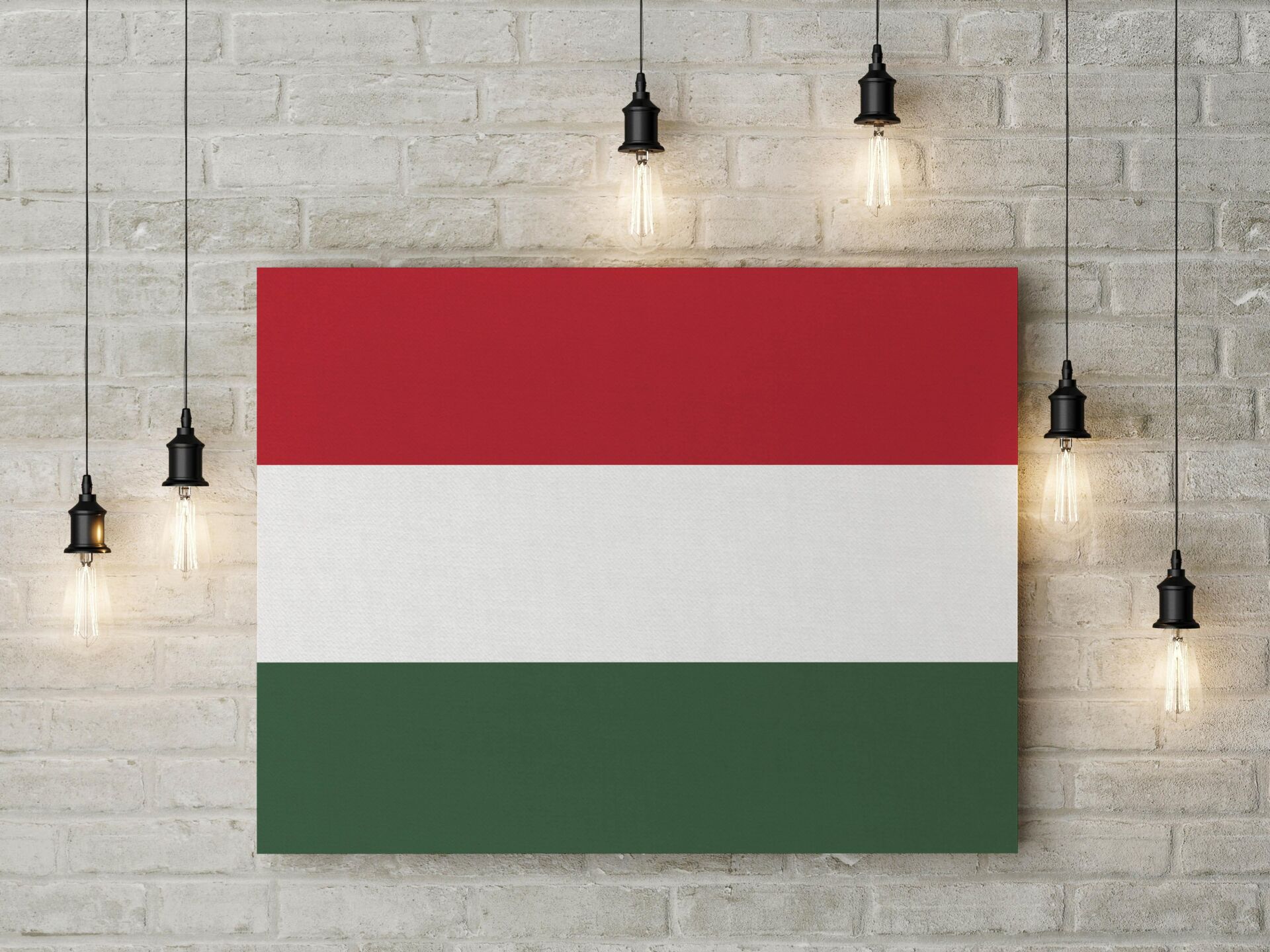 Macaristan Bayrağı Kanvas Tablo 40x55cm Dekoratif Tablo