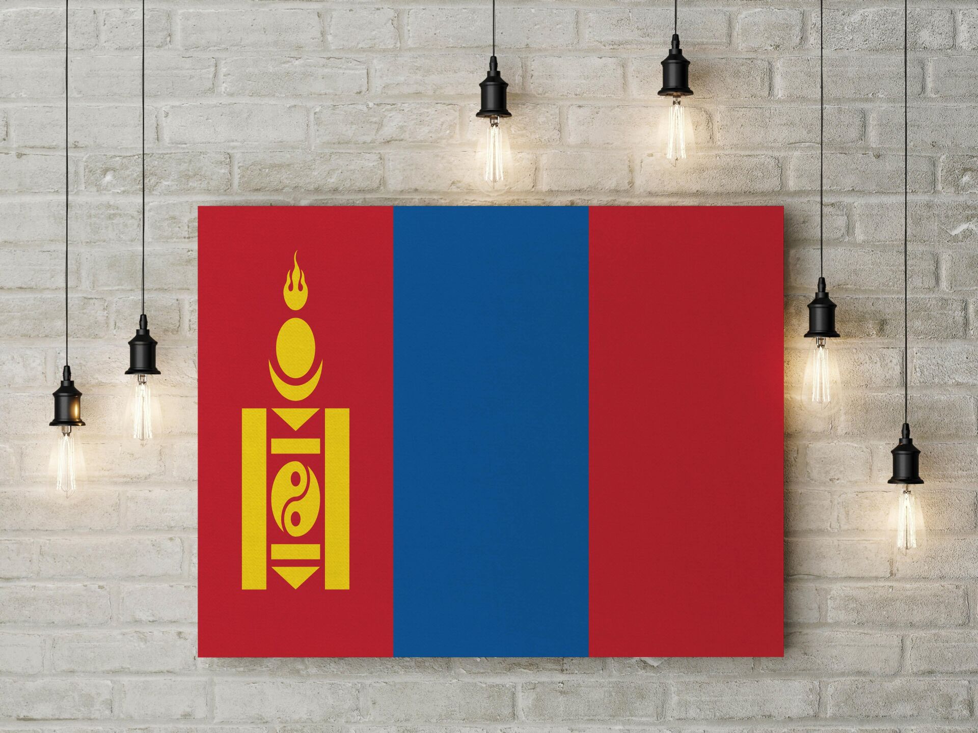 Moğolistan Bayrağı Kanvas Tablo 40x55cm Dekoratif Tablo