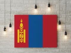 Moğolistan Bayrağı Kanvas Tablo 40x55cm Dekoratif Tablo