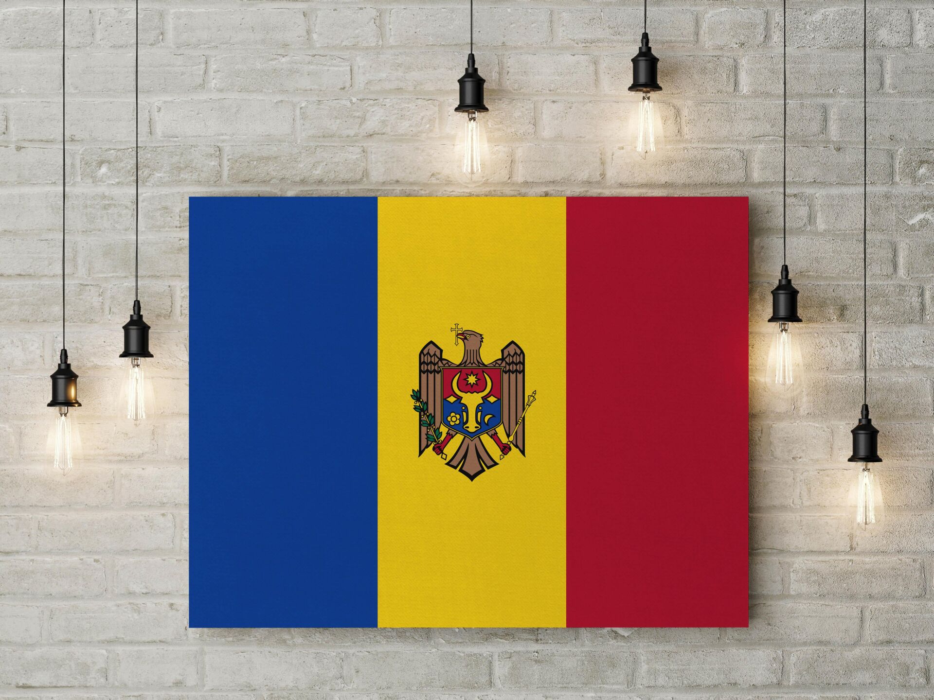 Moldova Bayrağı Kanvas Tablo 40x55cm Dekoratif Tablo