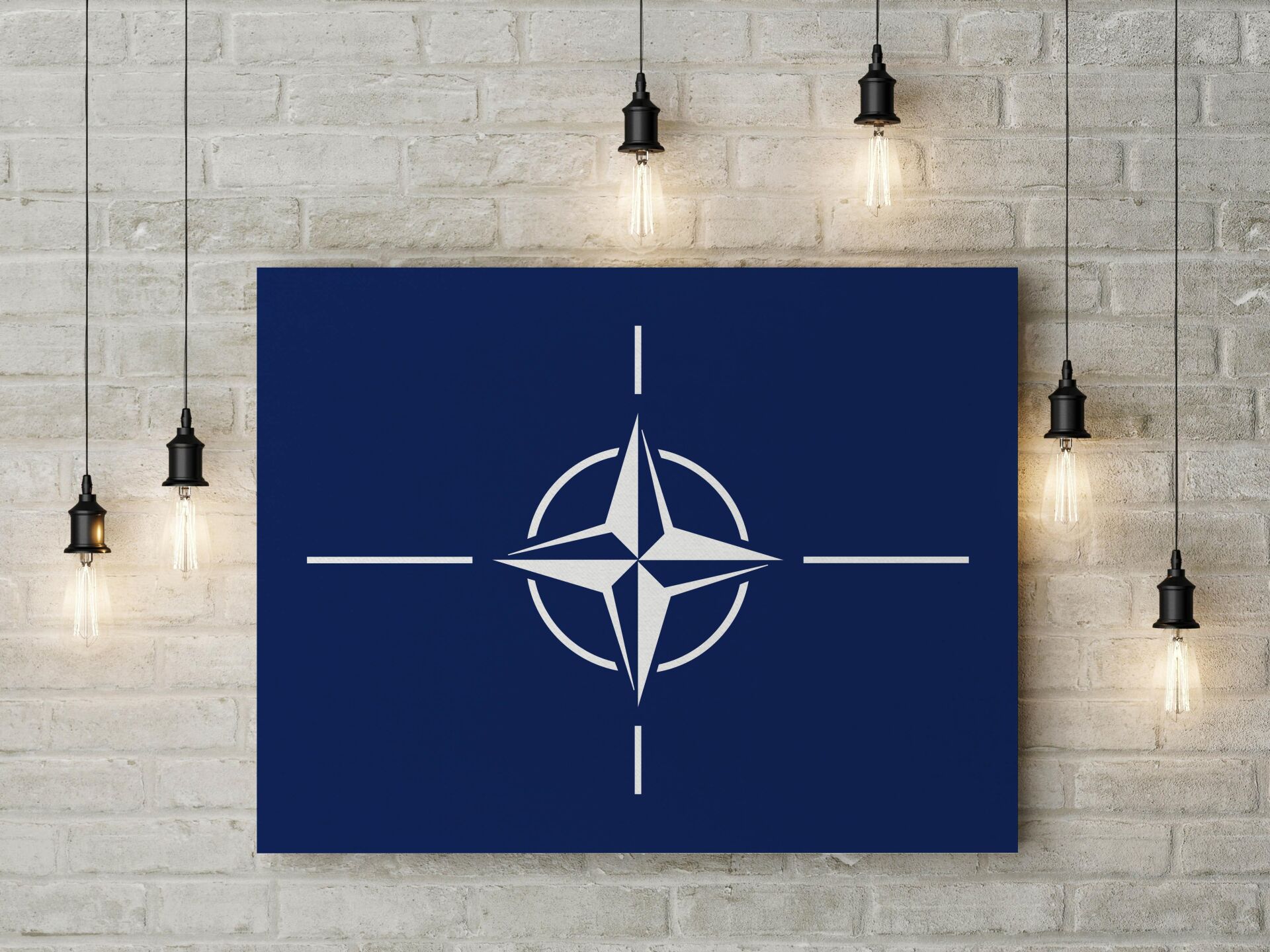 Nato Bayrağı Kanvas Tablo 40x55cm Dekoratif Tablo