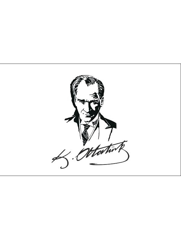 Masa Üstü Atatürk İmzalı Bayrağı 15x23cm Masa Bayrağı