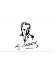 Masa Üstü Atatürk İmzalı Bayrağı 15x23cm Masa Bayrağı