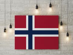 Norveç Bayrağı Kanvas Tablo 40x55cm Dekoratif Tablo