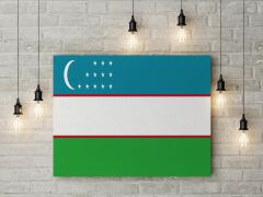 Özbekistan Bayrağı Kanvas Tablo 40x55cm Dekoratif Tablo