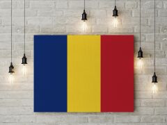 Romanya Bayrağı Kanvas Tablo 40x55cm Dekoratif Tablo