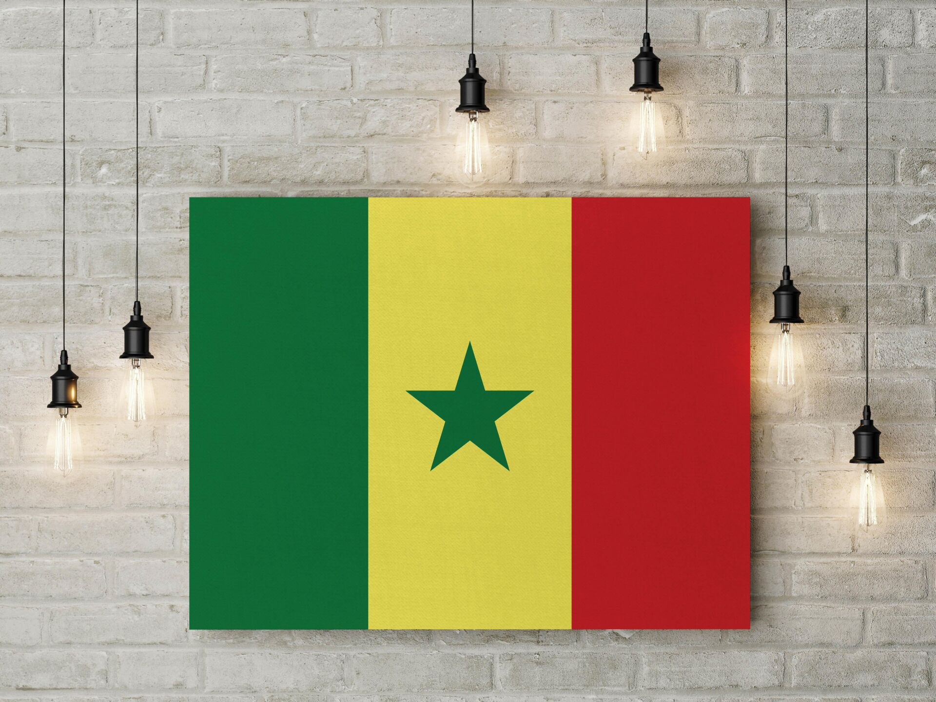 Senegal Bayrağı Kanvas Tablo 40x55cm Dekoratif Tablo