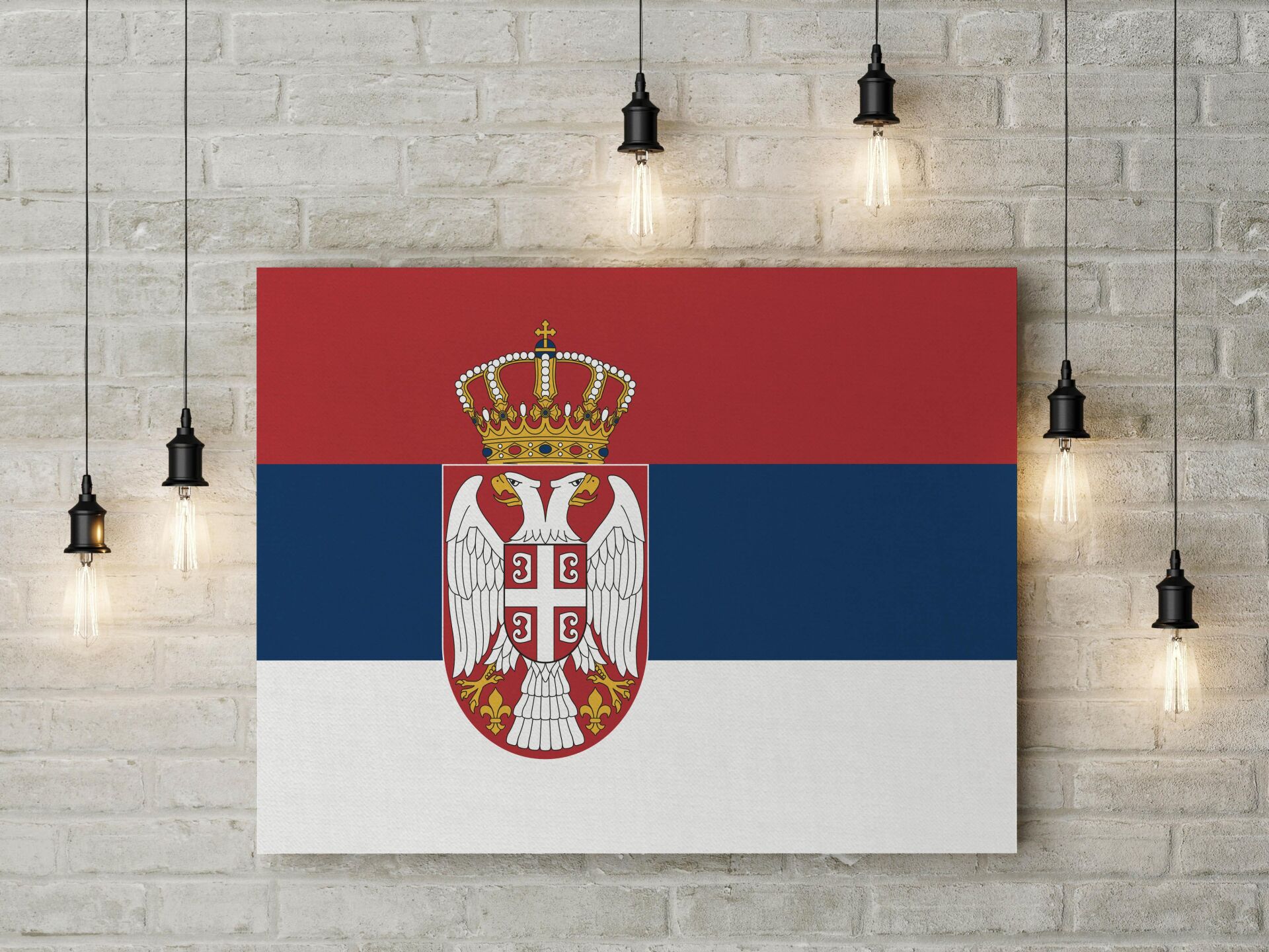 Sırbistan Bayrağı Kanvas Tablo 40x55cm Dekoratif Tablo