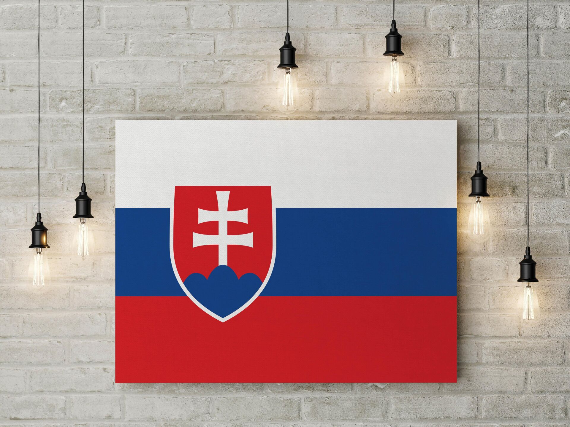 Slovakya Bayrağı Kanvas Tablo 40x55cm Dekoratif Tablo