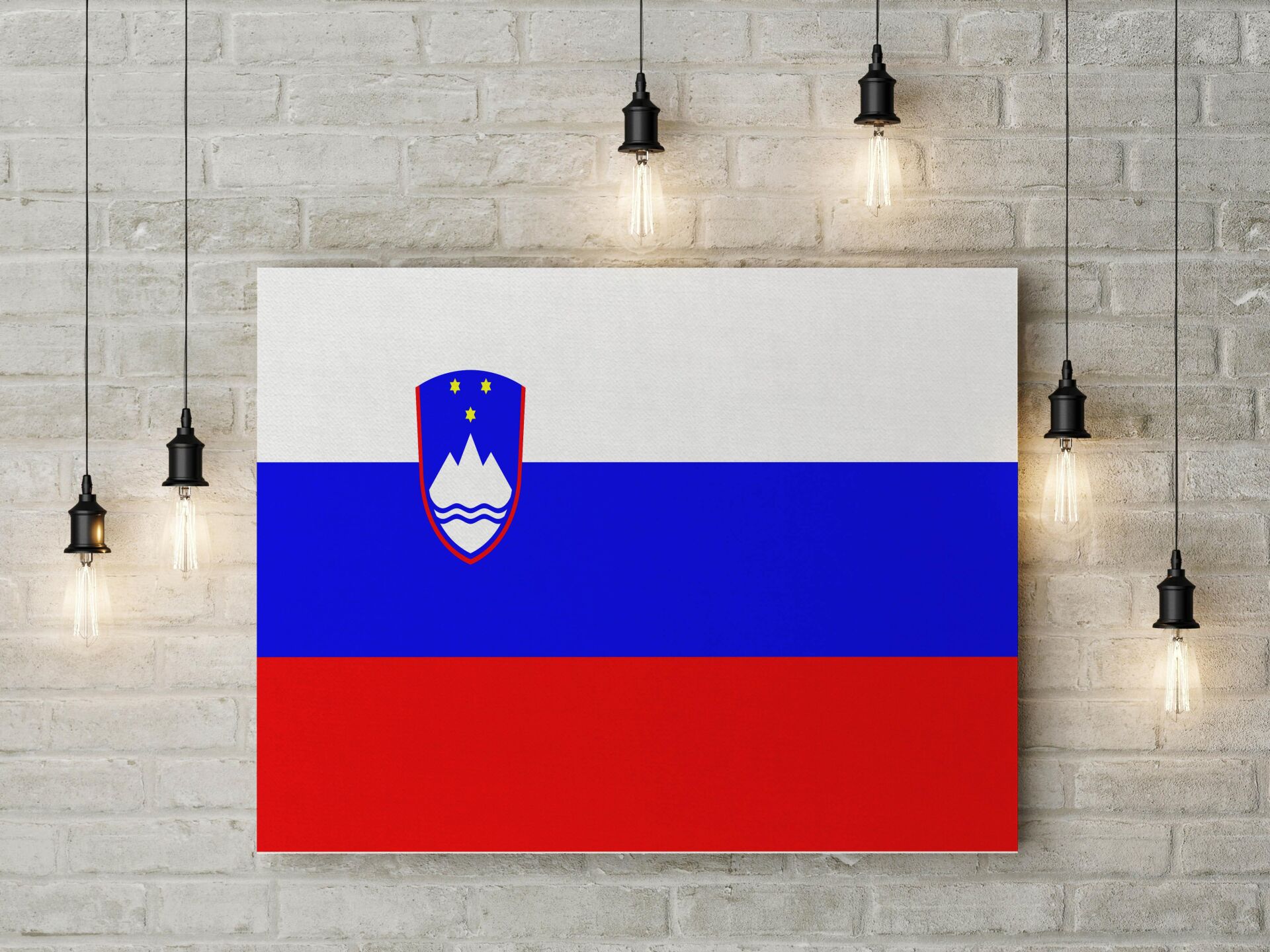 Slovenya Bayrağı Kanvas Tablo 40x55cm Dekoratif Tablo