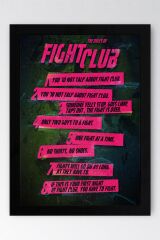 Fight Club Kurallar Çerçeveli Tablo - Dövüş Kulübü Film Posteri Tablo