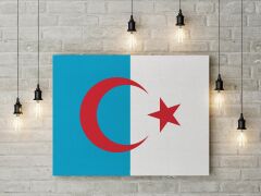 Suriye Türkmenleri Bayrağı Kanvas Tablo 40x55cm Dekoratif Tablo