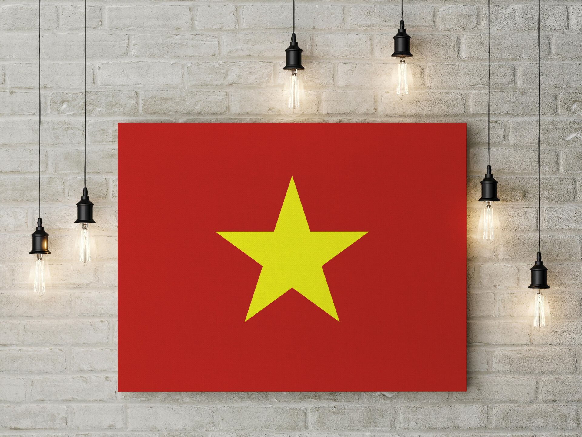 Vietnam Bayrağı Kanvas Tablo 40x55cm Dekoratif Tablo